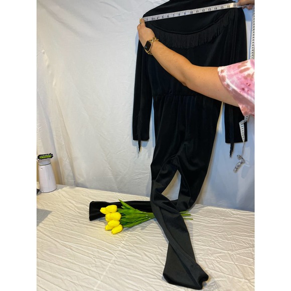Black Velour Western Style Jumpsuit - Picture 7 of 12